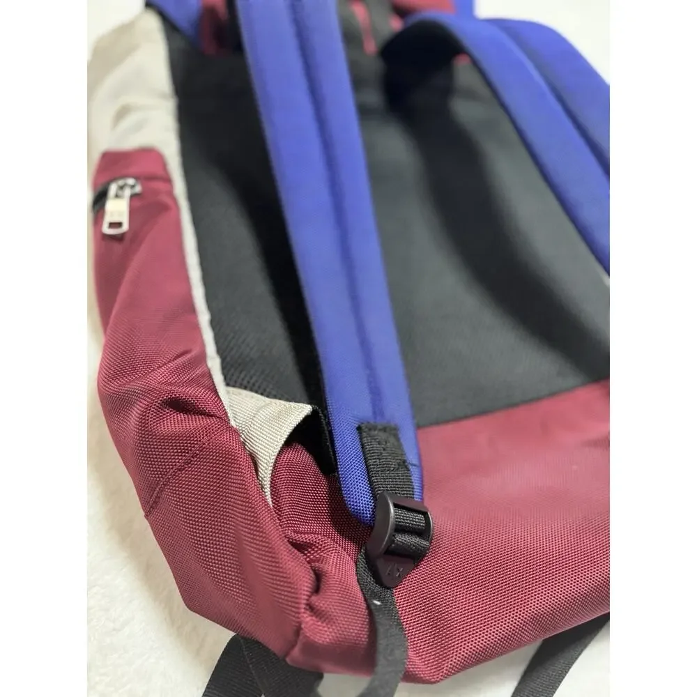 Armani Exchange Backpack Color block Blue Red Gray Zip Front Unisex School Bag